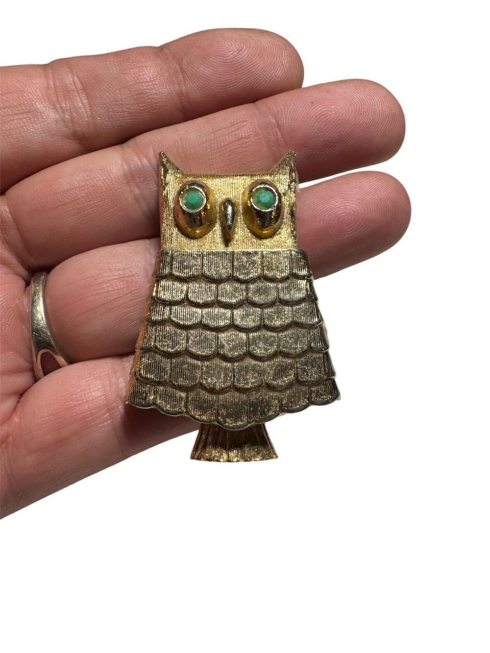 Vintage Avon Owl Solid Perfume Holder/Locket Brooch | Pin | Lapel - Marked